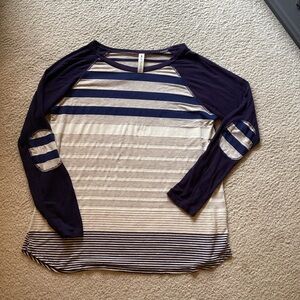 Vanilla Bay Navy and Cream Striped Long Sleeve Top